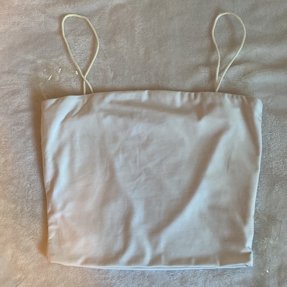 Black and white silks cropped tube top with straps - Picture 2 of 6